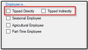 Employee tipped directly or indirectly checkboxes